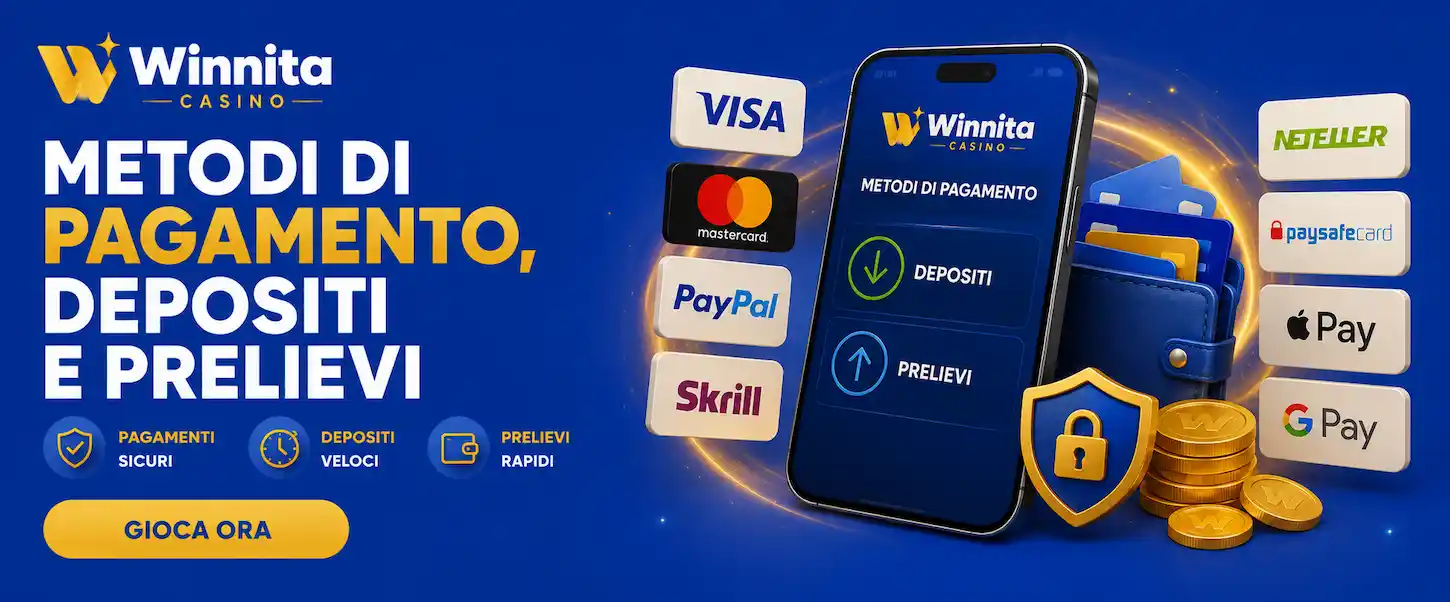 I metodi di pagamento Winnita Casino permettono depositi sicuri e prelievi rapidi con diverse opzioni.